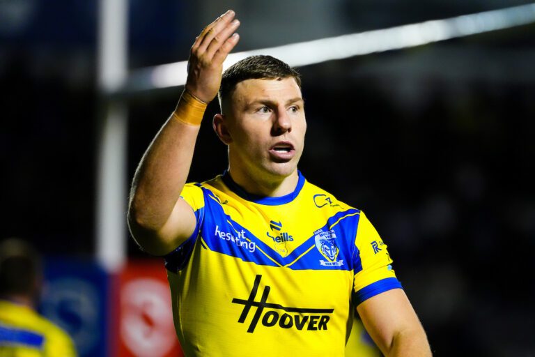 Picture by Olly Hassell/SWpix.com - 28/03/2025 - Rugby League - Betfred Super League Round 6 - Warrington Wolves v Leeds Rhinos - Halliwell Jones Stadium, Warrington, England - 5,000th Super League Match - George Williams of Warrington