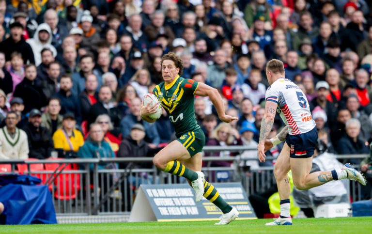 Picture by Allan McKenzie/SWpix.com - 25/10/2025 - Rugby League - 2025 ABK Beer Rugby League Ashes - England v Australia - Wembley Stadium, London, England - Australia's Mark Nawaqanitawase.