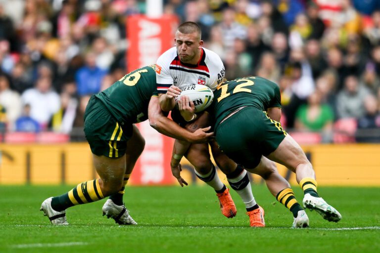 Picture by Richard Blaxall/SWpix.com - 25/10/2025 - Rugby League - 2025 ABK Beer Rugby League Ashes - England v Australia - Wembley Stadium, London, England - Mikey Lewis of England