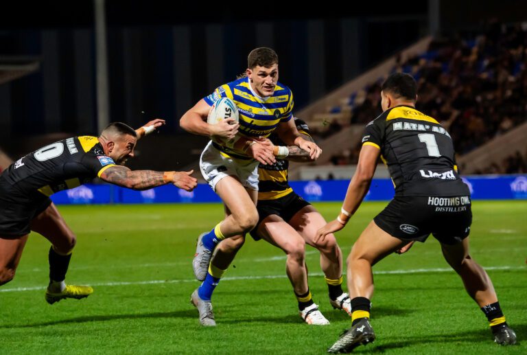 Picture by Allan McKenzie/SWpix.com - 06/03/2026 - Rugby League - Betfred Super League Round 4 - York Knights v Warrington Wolves - LNER Community Stadium, York, England - Warrington's Sam Stone.