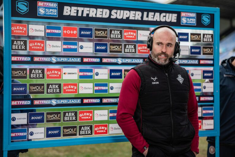 Picture by Alex Whitehead/SWpix.com - 28/03/2026 - Rugby League - Betfred Super League: Round 6 - Wigan Warriors vs Huddersfield Giants - The Brick Community Stadium, Wigan, England - Huddersfield Assistant Coach Liam Finn