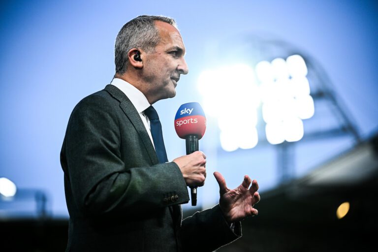 Picture by Olly Hassell/SWpix.com - 16/04/2026 - Rugby League - Betfred Super League Round 8 - Hull FC v St Helens - MKM Stadium, Kingston upon Hull, England - NRL CEO Andrew Abdo talks to Sky Sports amid ongoing talks about a SuperLeague-NRL Deal